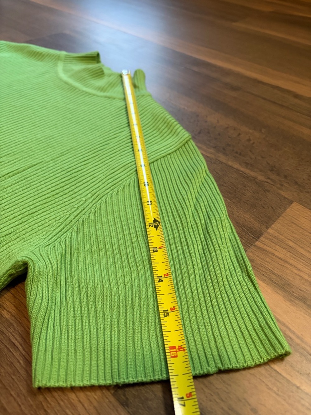 Sag Harbor Lime Green Ribbed Mock Neck Turtleneck Top Womens No Size Tag - Picture 5 of 6